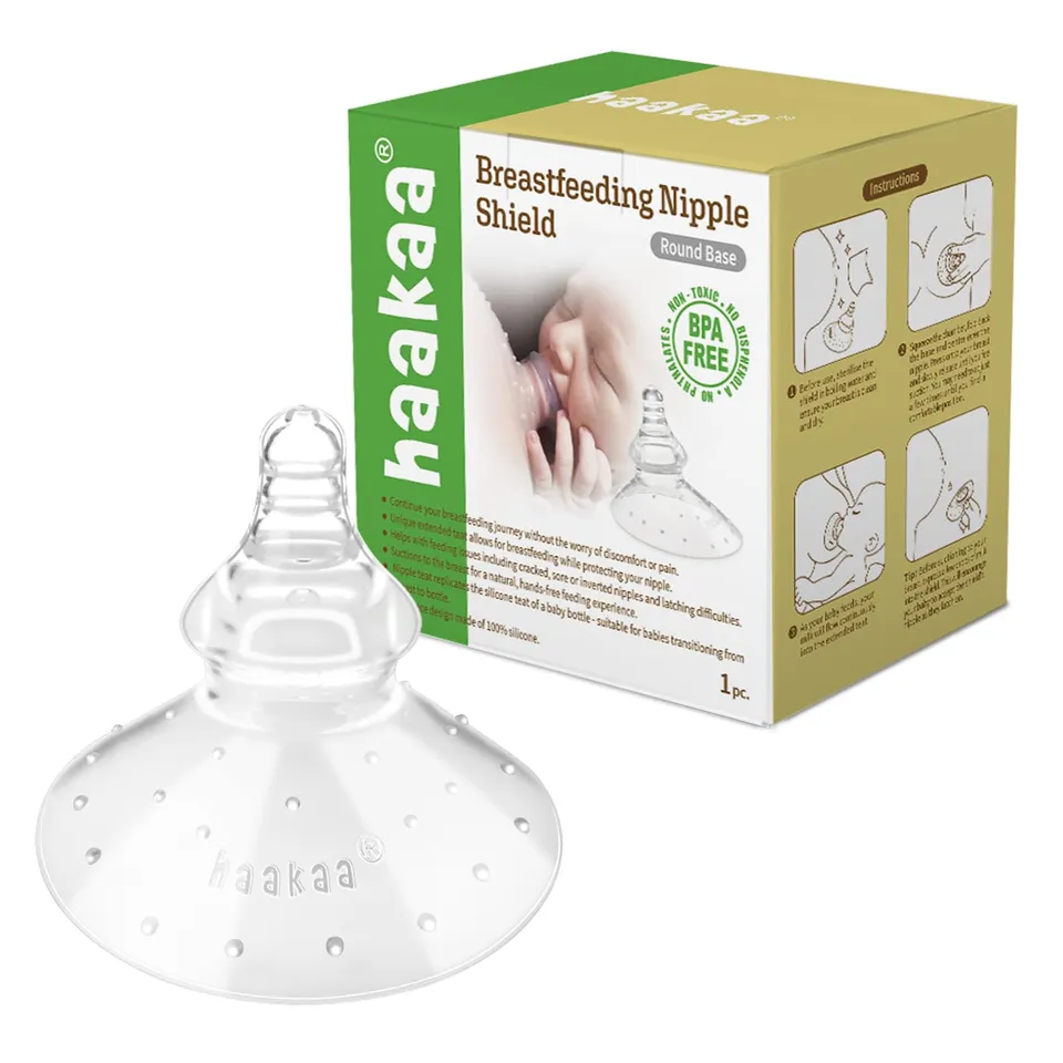 haakaa-silicone-nipple-shields-for-breastfeeding-with-carry-case-super-soft-roun image 1