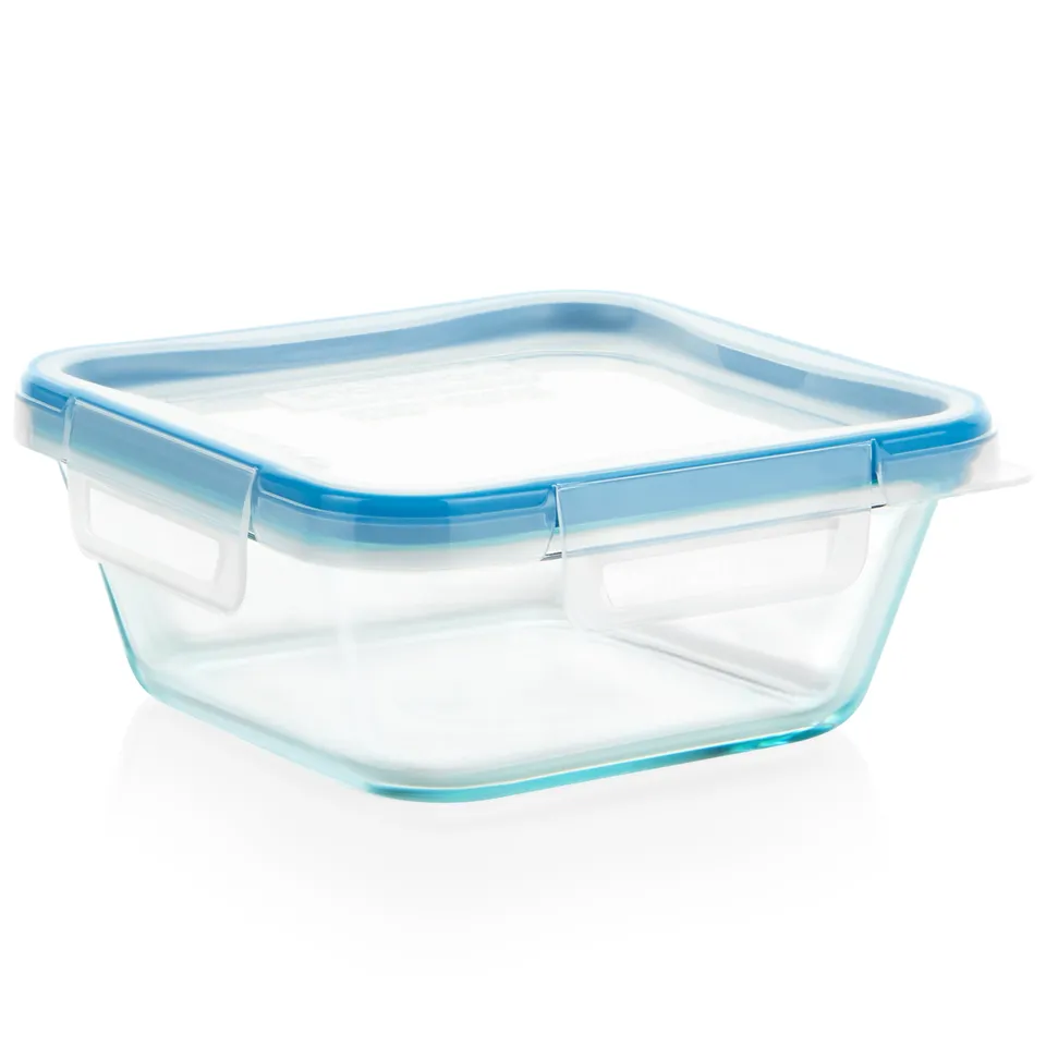 snapware-total-solution-pyrex-glass-4-cup-square-food-storage-container-with-pla image 1