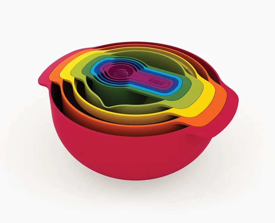 joseph-joseph-nest-9-plus-red-bowl-set-with-measuring-cups-and-colander image 1