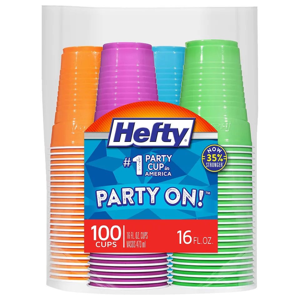 hefty-party-on-disposable-plastic-cups-assorted-colors-16-ounce-100-count image 1