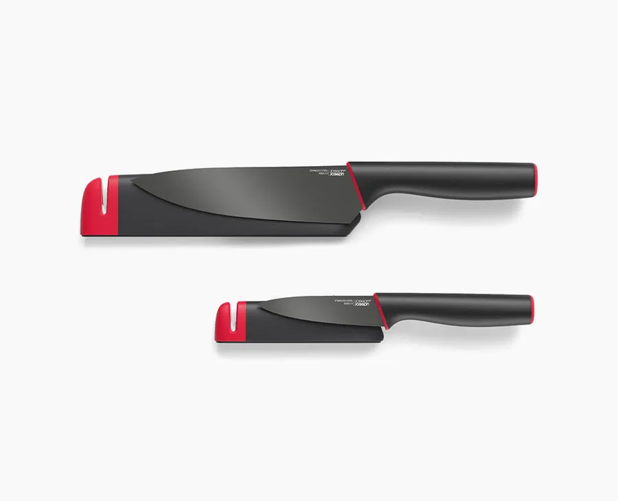 joseph-joseph-slice-sharpen-set-of-2-knives-with-integrated-sharpening-sheaths image 1