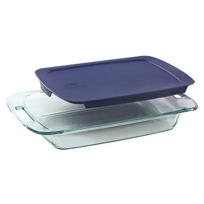 pyrex-easy-grab-3-quart-glass-baking-dish-with-blue-lid image 1