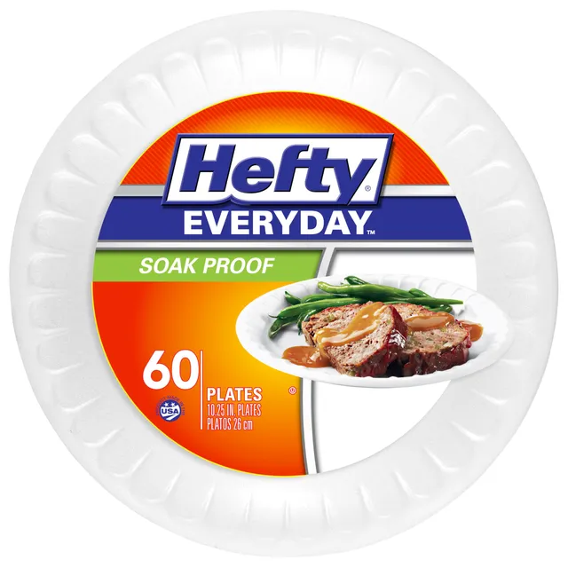 hefty-everyday-soak-proof-round-foam-plates-white-10-25-inches-60-count image 1