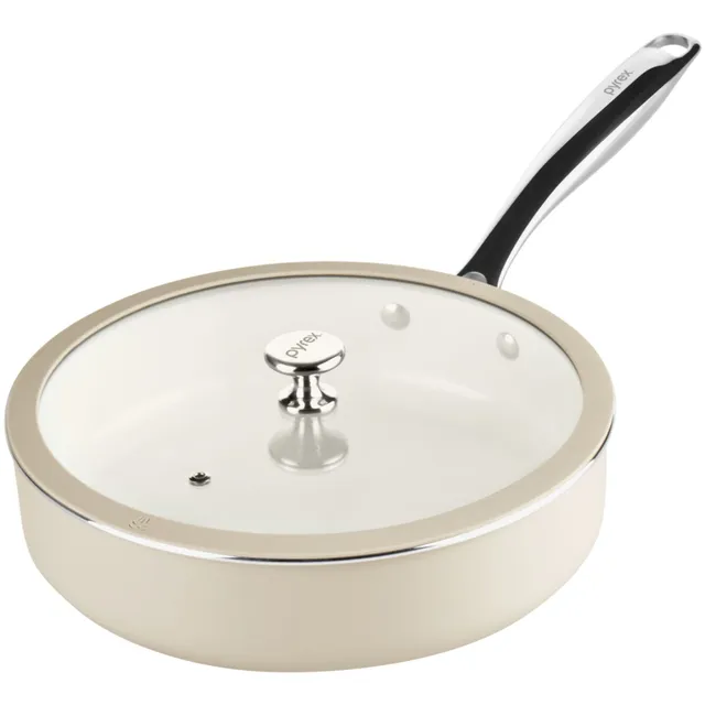 pyrex-ceramic-cookware-10-8-inch-3-5-quart-deep-fry-pan-with-lid image 1
