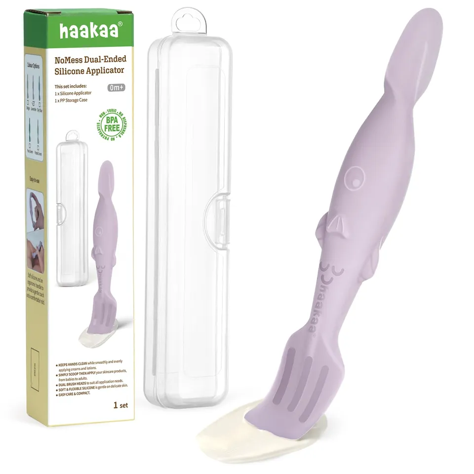 haakaa-nomess-dual-ended-silicone-diaper-cream-spatula-with-hygienic-case image 1