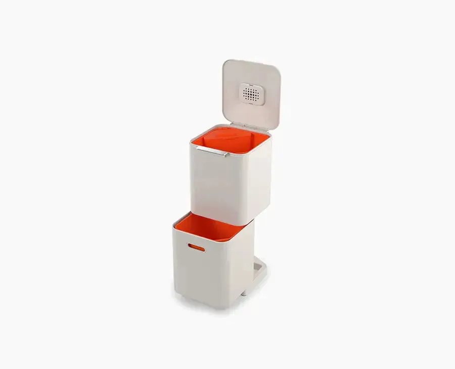 joseph-joseph-totem-compact-40l-dual-compartment-waste-recycling-bin-stone image 1