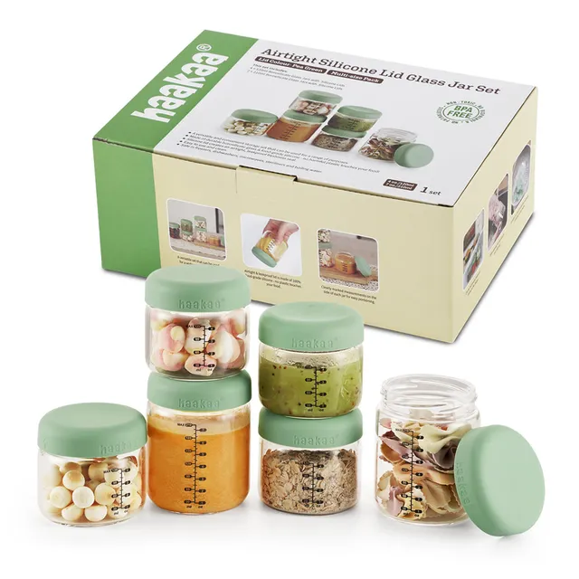 haakaa-sealed-glass-storage-jar-set-4-x-4oz-2-x-7oz-with-silicone-lids image 1