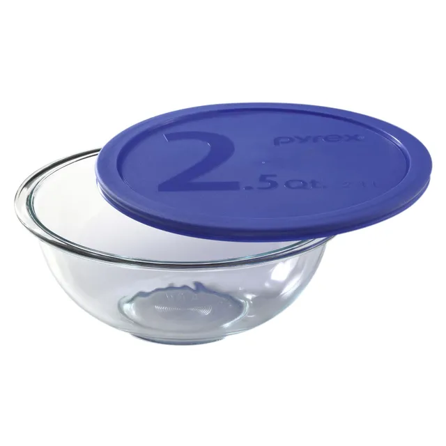 pyrex-2-5-quart-glass-mixing-bowl-with-blue-lid image 1