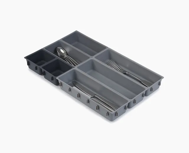 joseph-joseph-blox-7-piece-grey-drawer-organiser-set-modular-clippable image 1