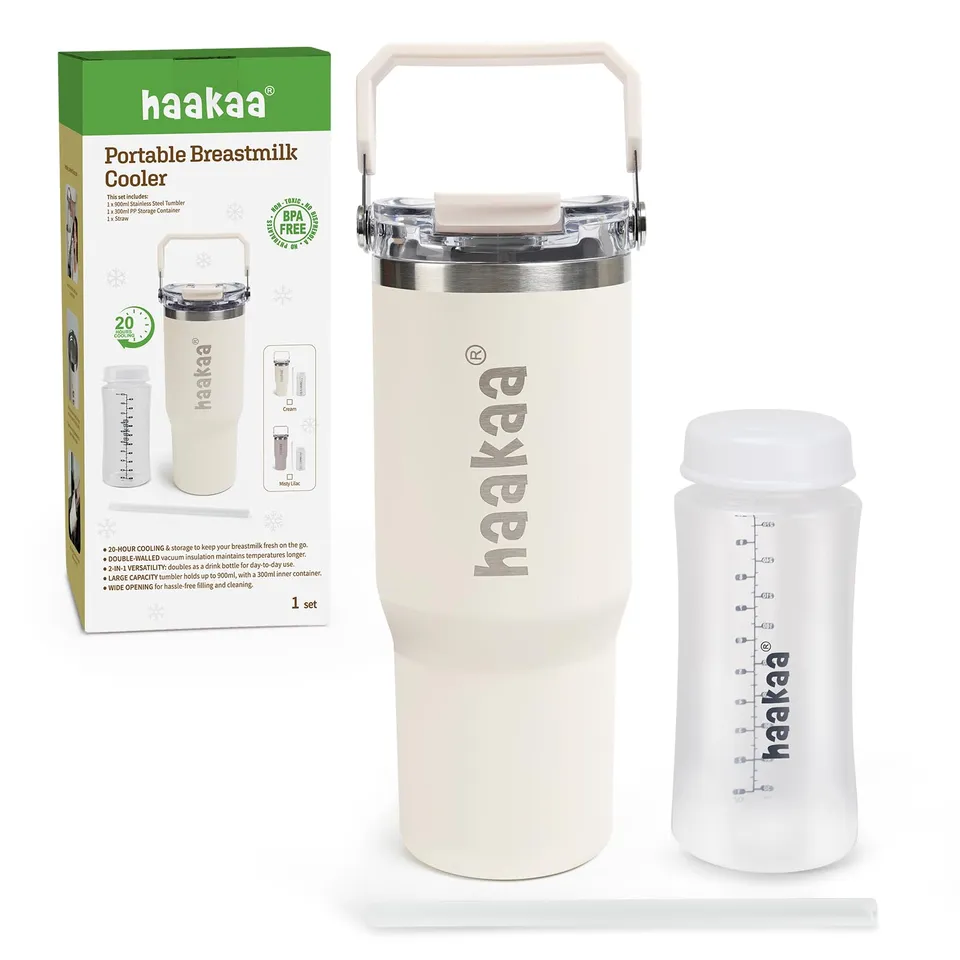 haakaa-portable-breastmilk-cooler-30oz-900ml-with-300ml-bottle-and-duo-lid image 1