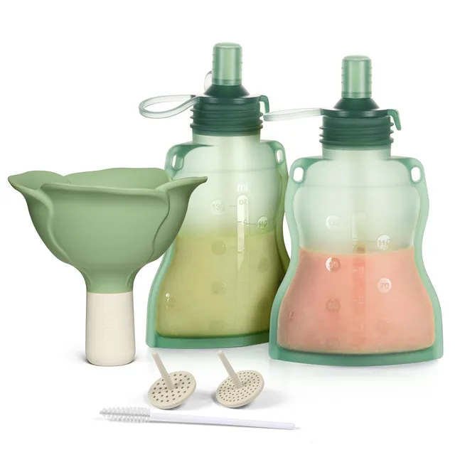 haakaa-fill-go-yummy-pouch-flower-funnel-combo-pea-green-pouches-2pcs-spring-gre image 1