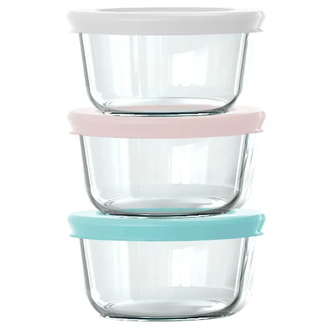 pyrex-simply-store-6-piece-1-cup-round-glass-storage-set-with-assorted-color-lid image 1