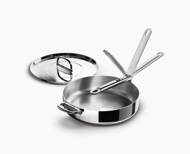 joseph-joseph-space-steel-28cm-folding-handle-saut-pan-with-lid image 1