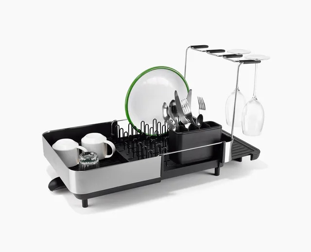 joseph-joseph-extend-steel-plus-expandable-dish-drainer-with-wine-glass-rack-bla image 1