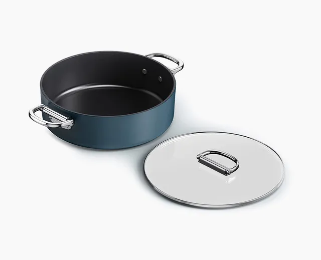 joseph-joseph-space-folding-handle-ceramic-non-stick-28cm-blue-shallow-casserole image 1