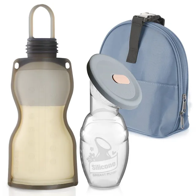 haakaa-manual-breast-pump-4oz-100ml-with-leakproof-lid-breastmilk-storage-bag-an image 1
