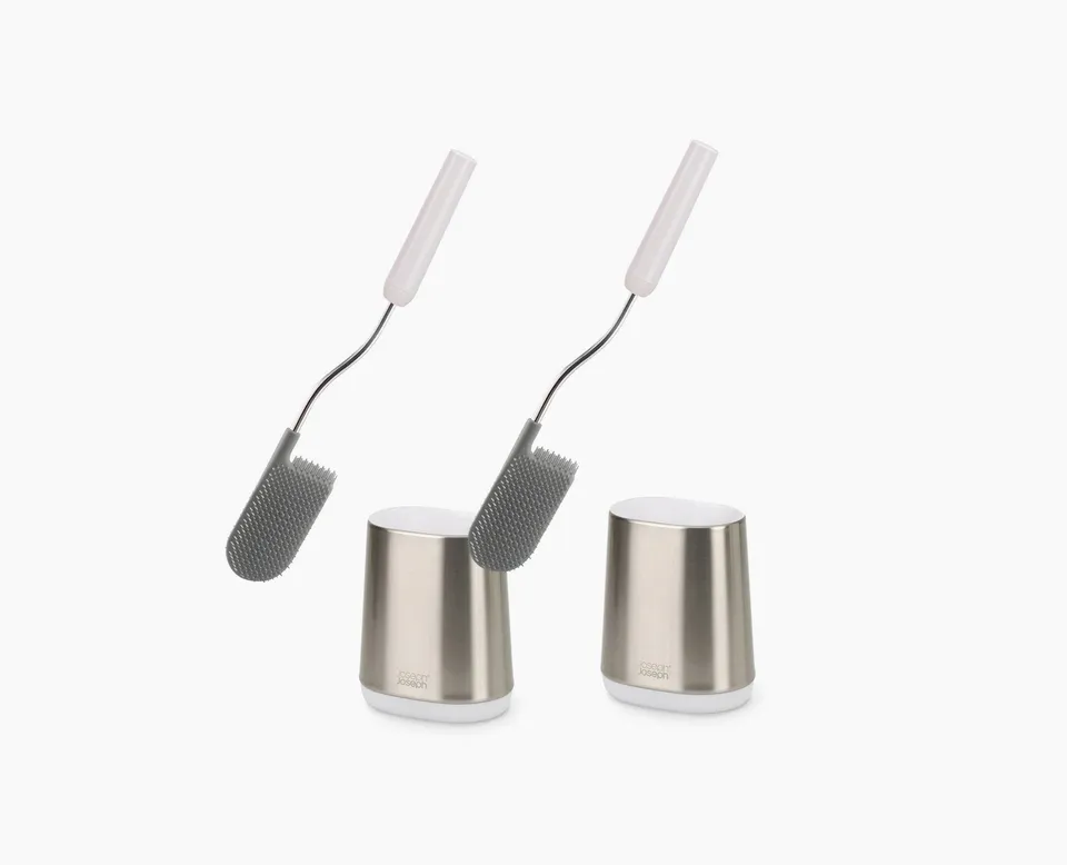 joseph-joseph-flex-lite-2-pack-stainless-steel-toilet-brushes-with-compact-holde image 1