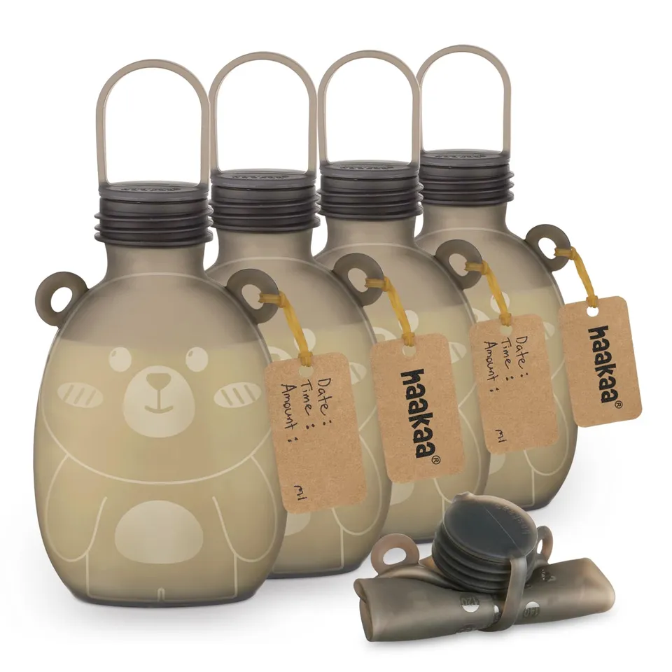 haakaa-happii-bear-silicone-breast-milk-storage-bag-reusable-baby-food-pouch-9-o image 1