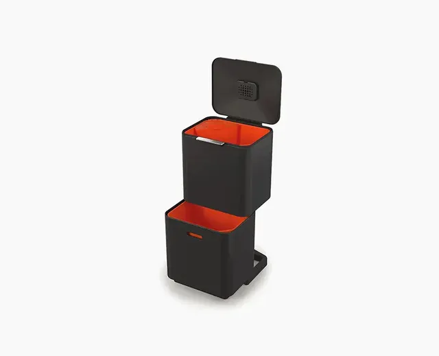 joseph-joseph-totem-max-60l-black-waste-recycling-bin-dual-compartment image 1
