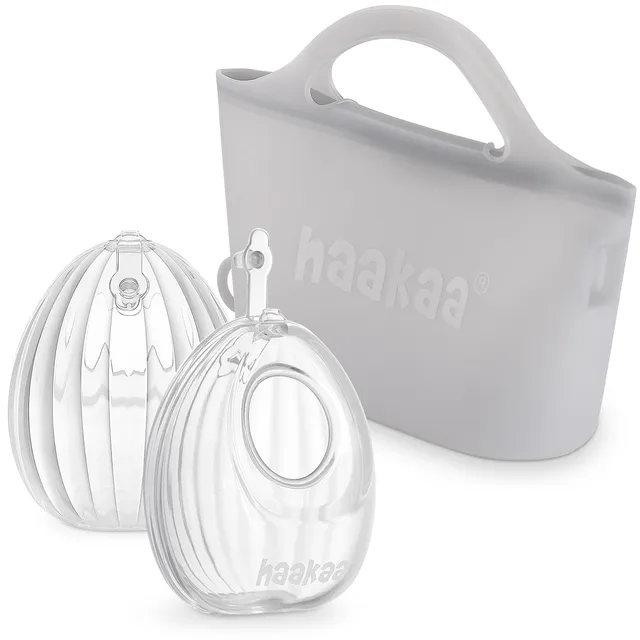 haakaa-wearable-silicone-breast-pump-with-steriliser-bag-2-in-1-hands-free-2-pac image 1