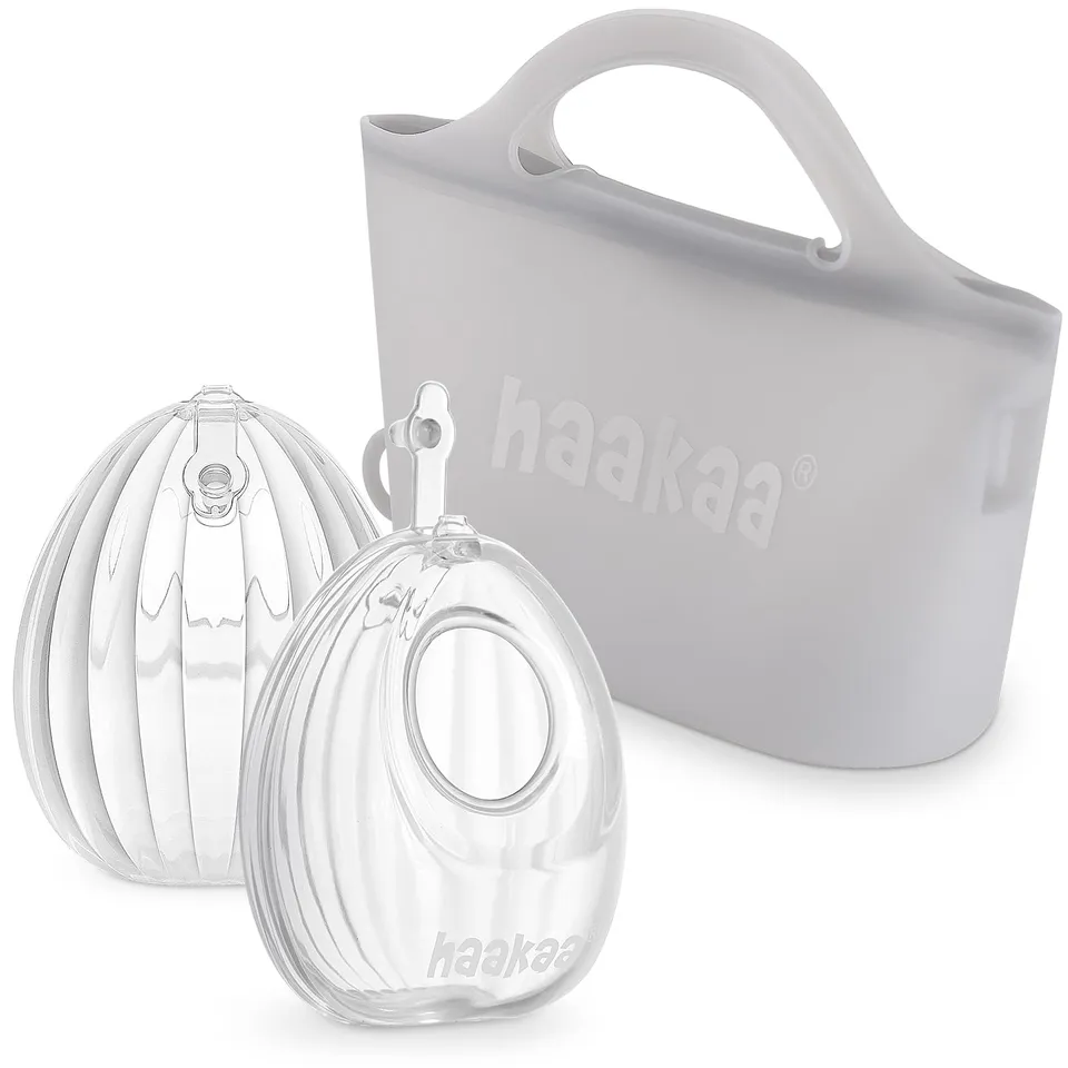 haakaa-wearable-silicone-breast-pump-with-steriliser-bag-2-in-1-hands-free-2-pac image 1