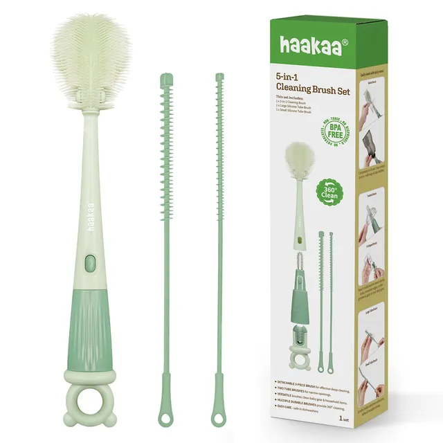 haakaa-5-in-1-cleaning-brush-set-all-in-one-baby-bottle-brush-breast-pump-cleane image 1