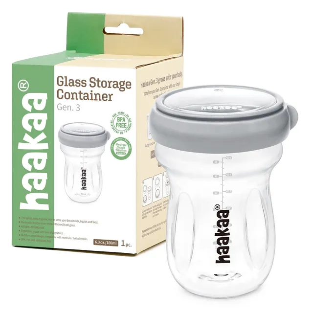 haakaa-glass-baby-food-storage-jar-with-airtight-lid-gen-3-wide-neck-6-3-oz-180- image 1