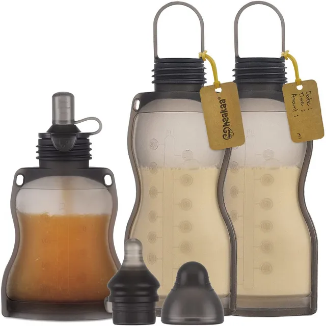 haakaa-silicone-baby-food-pouches-breastmilk-storage-bags-with-silicone-nipple-f image 1