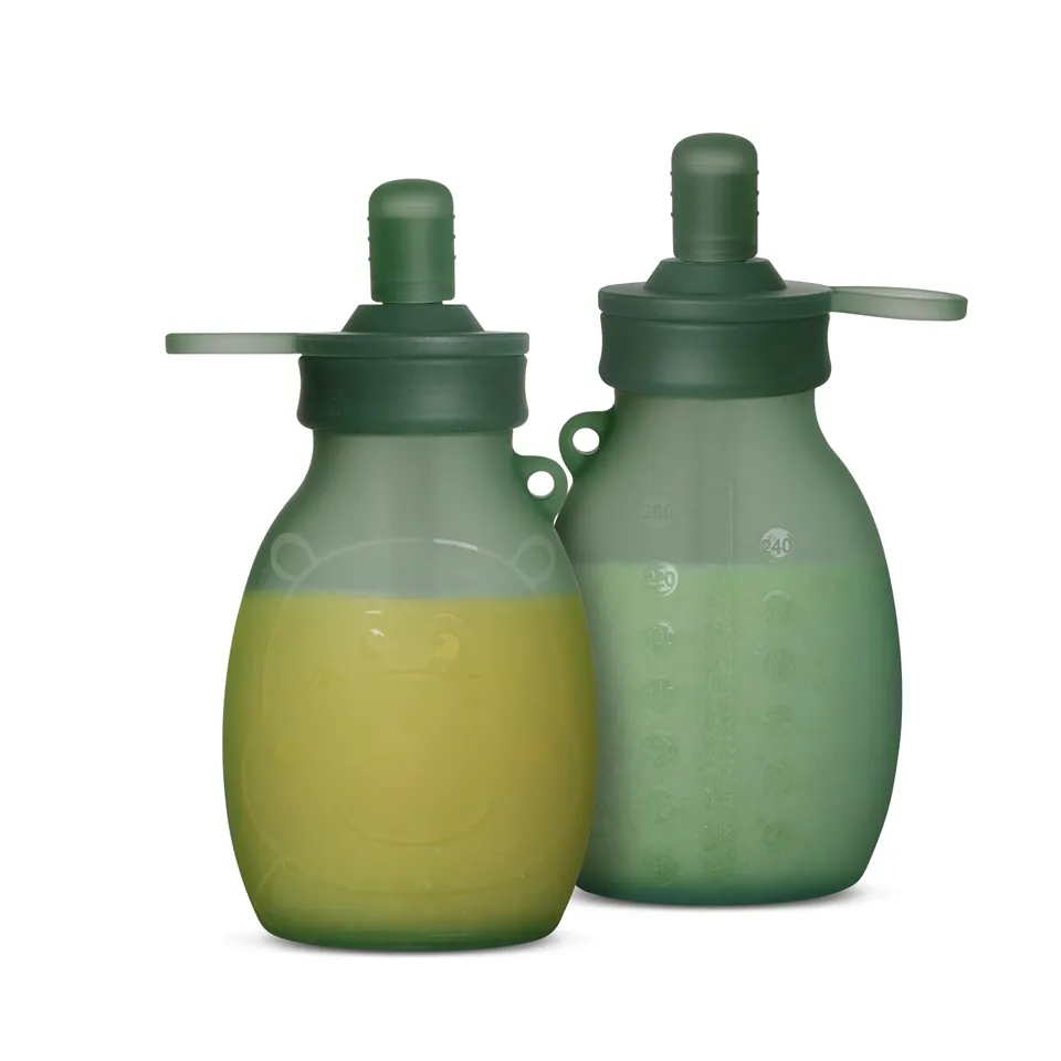 haakaa-hippo-wide-opening-silicone-goody-pouch-9oz-260ml-reusable-food-pouches-f image 1