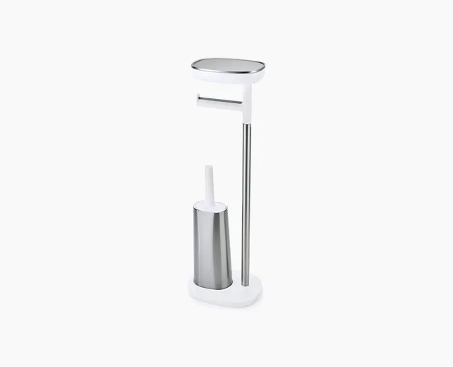 joseph-joseph-easystore-plus-stainless-steel-toilet-roll-holder-with-toilet-brus image 1