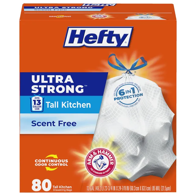 hefty-ultra-strong-13-gallon-trash-bags-white-unscented-80-count image 1