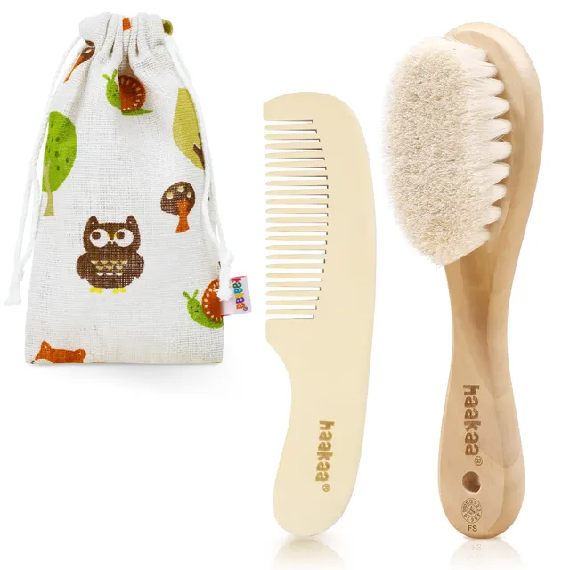 haakaa-baby-hair-brush-and-comb-set-for-newborns-toddlers-2-pack image 1