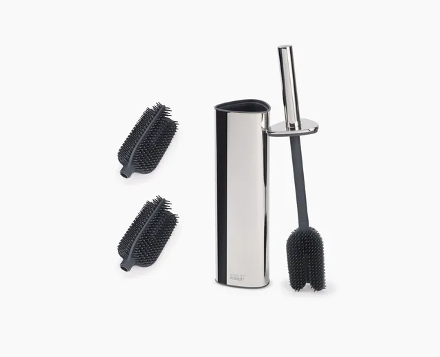 joseph-joseph-flex-360-luxe-toilet-brush-with-stainless-steel-finish-starter-set image 1