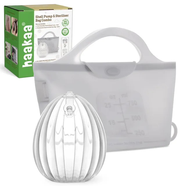 haakaa-wearable-silicone-breast-pump-with-steriliser-bag-2-in-1-hands-free-shell image 1