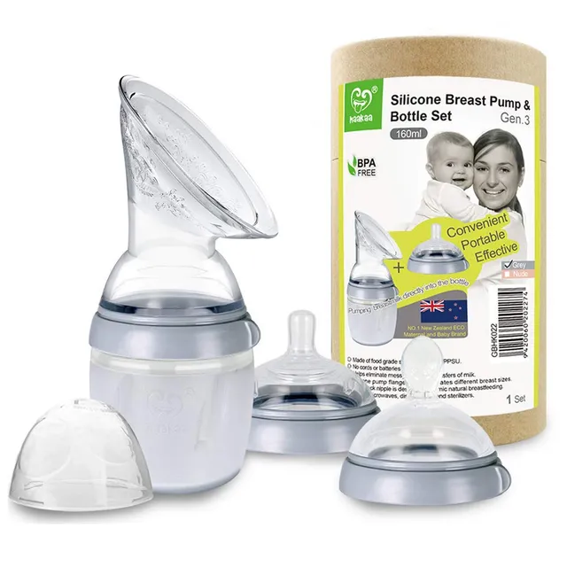haakaa-gen-3-silicone-manual-breast-pump-kit-5-4oz-160ml-with-teat-and-feeding-s image 1