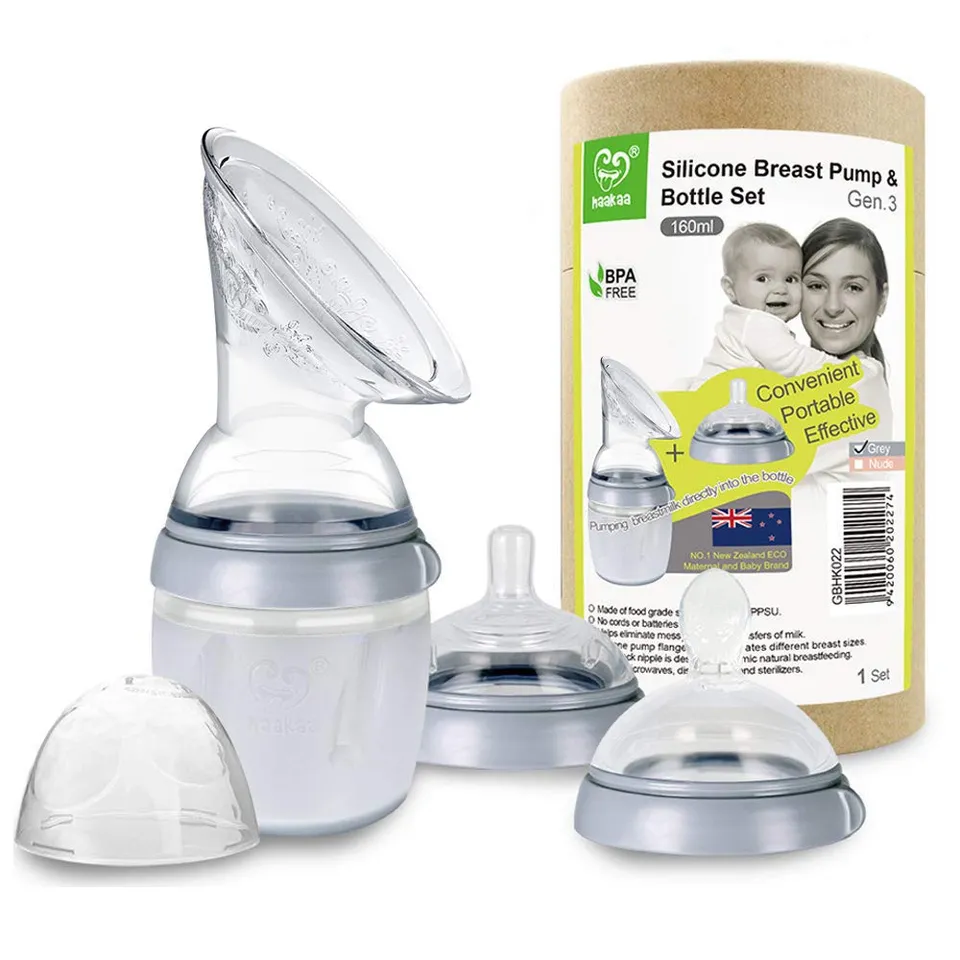 haakaa-gen-3-silicone-manual-breast-pump-kit-5-4oz-160ml-with-teat-and-feeding-s image 1