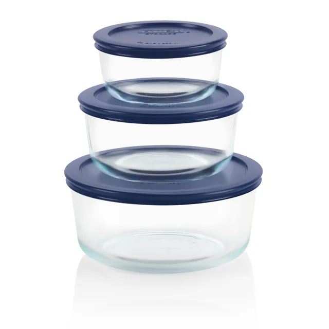pyrex-simply-store-6-piece-round-glass-food-storage-set-with-blue-lids image 1