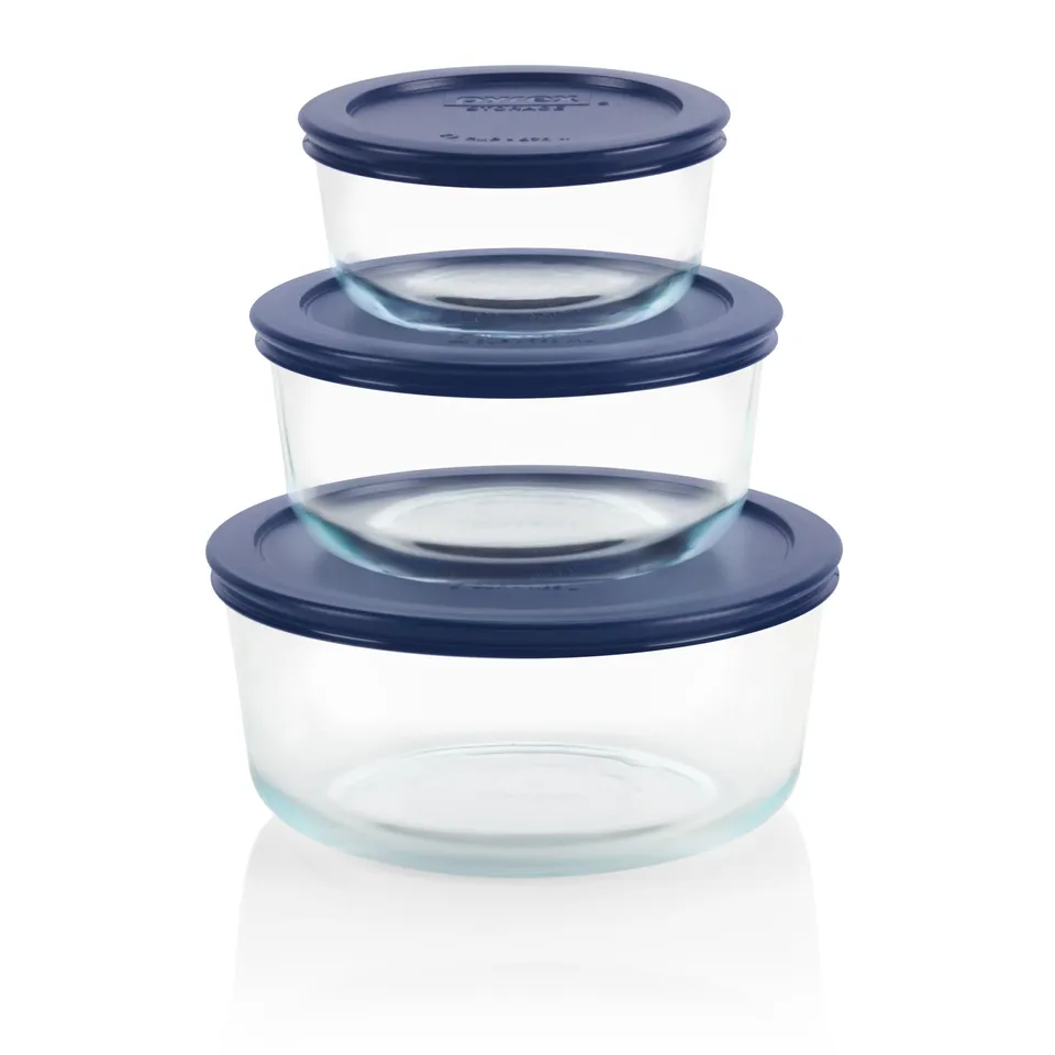 pyrex-simply-store-6-piece-round-glass-food-storage-set-with-blue-lids image 1