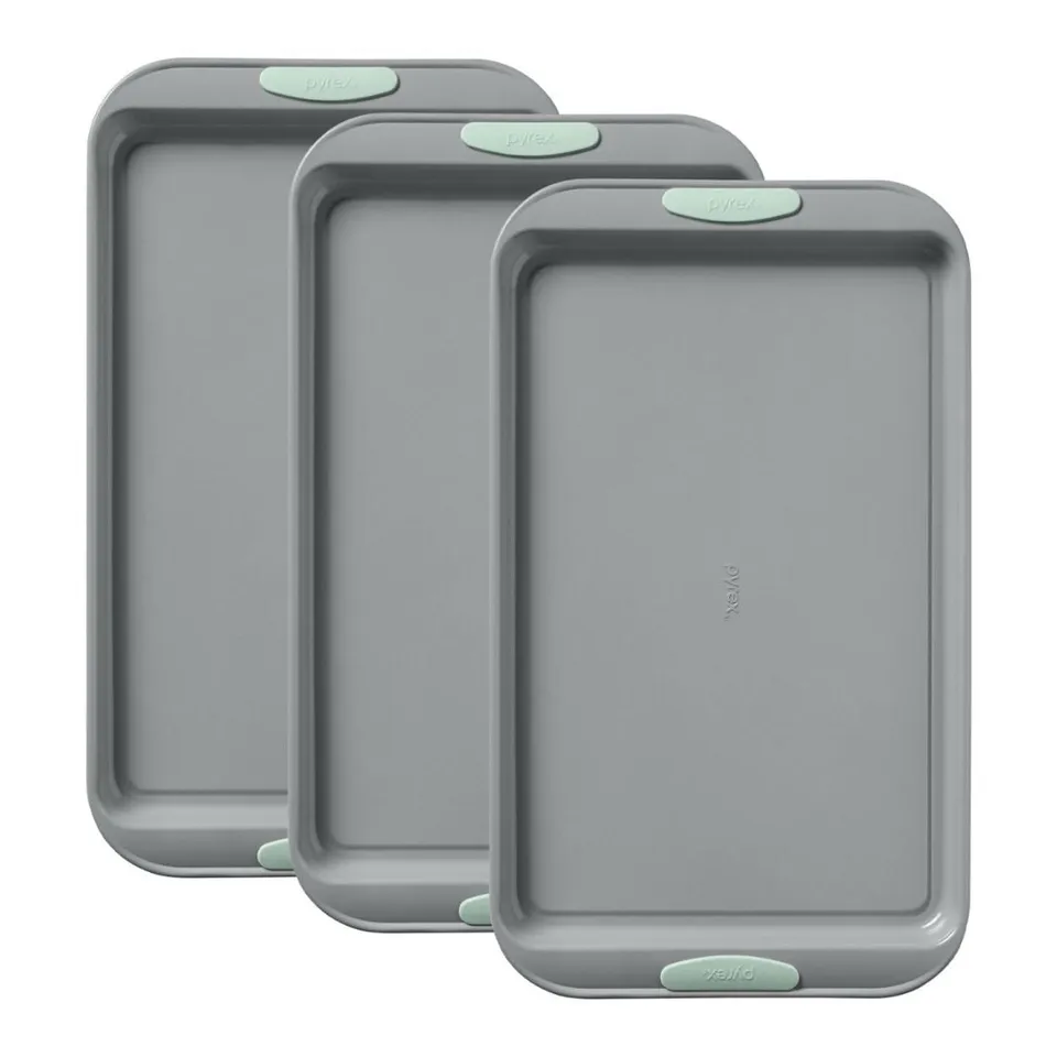 pyrex-metal-bakeware-3-piece-large-cookie-sheet-set-in-sage image 1