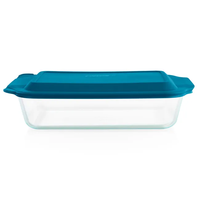 pyrex-deep-9x13-rectangular-glass-baking-dish-with-blue-lid image 1