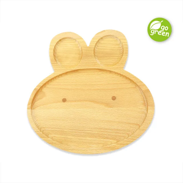 haakaa-wooden-bunny-plate-eco-friendly-baby-dinnerware image 1