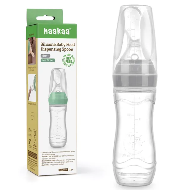 haakaa-silicone-baby-food-dispensing-spoon-feeder-4-oz-120-ml-grey image 1