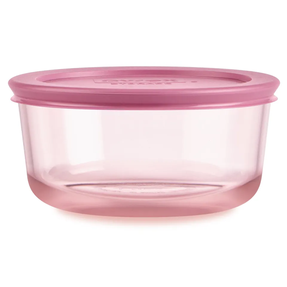 pyrex-simply-store-tinted-glass-4-cup-round-storage-container-with-lid-pink image 1