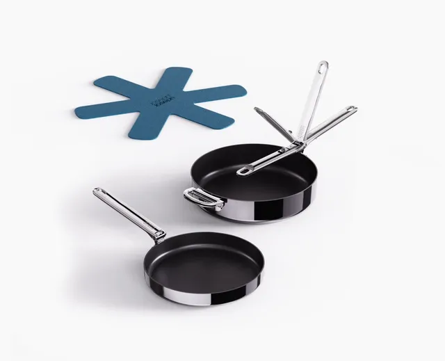 joseph-joseph-space-steel-folding-handle-non-stick-2-piece-frying-pan-set image 1