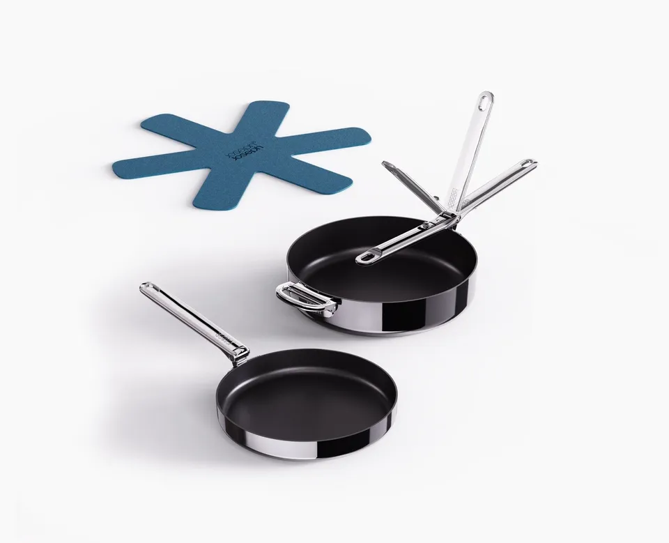 joseph-joseph-space-steel-folding-handle-non-stick-2-piece-frying-pan-set image 1
