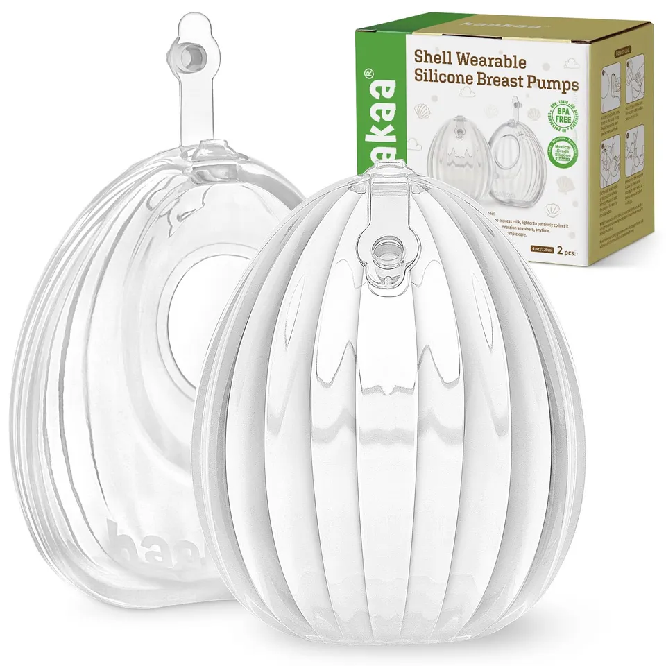 haakaa-shell-wearable-breast-pump-2-pack-120ml-each-hands-free-silicone-milk-col image 1