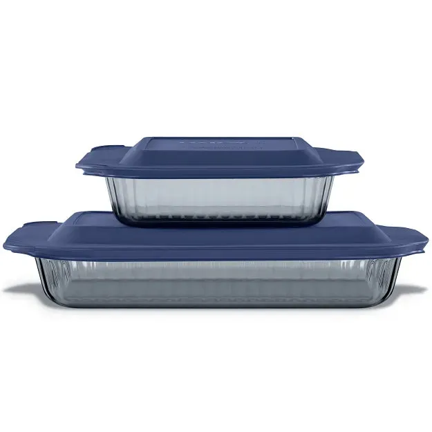pyrex-colors-sculpted-tinted-4-piece-baking-set-with-plastic-lids-smoke image 1