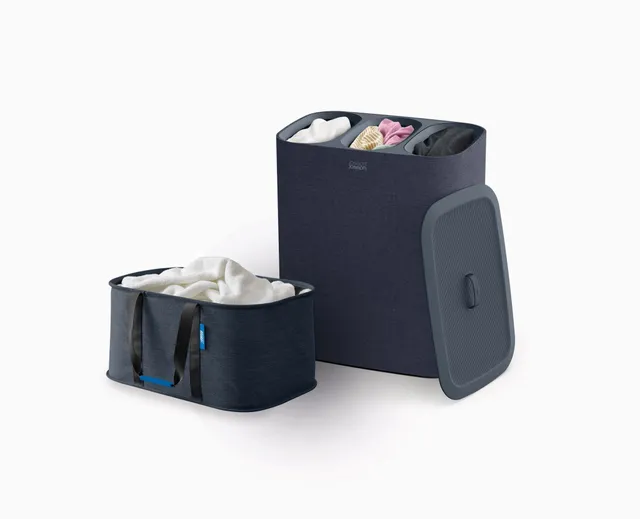 joseph-joseph-2-piece-black-tota-trio-90l-hold-all-35l-laundry-basket-set image 1