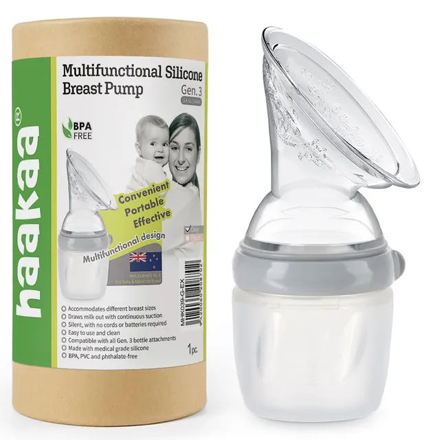 haakaa-gen-3-manual-breast-pump-multifunctional-silicone-pump-5-4oz-160ml-grey image 1