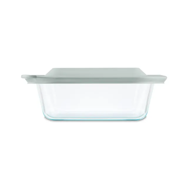 pyrex-deep-8-square-glass-baking-dish-with-sage-green-lid image 1